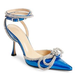 MACH & MACH Crystal Double Bow Pointed Toe Pump